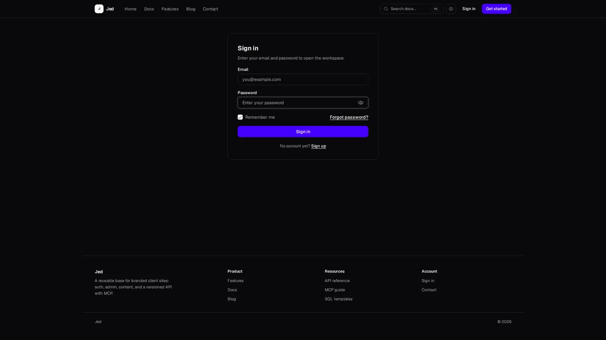 Jed sign-in and two-step login